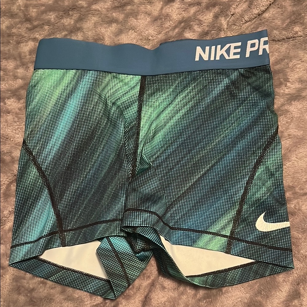 Nike Pro Blue and Green Shorts